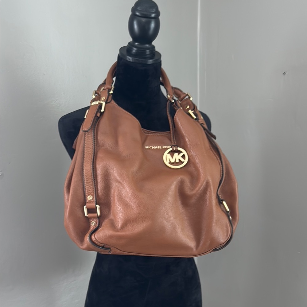 Michael Kors Brown Slouchy Shoulder Bag with Gold Accents